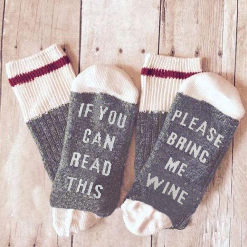 If You Can Read This, Bring Me a Glass of Wine Socks by Bowlift