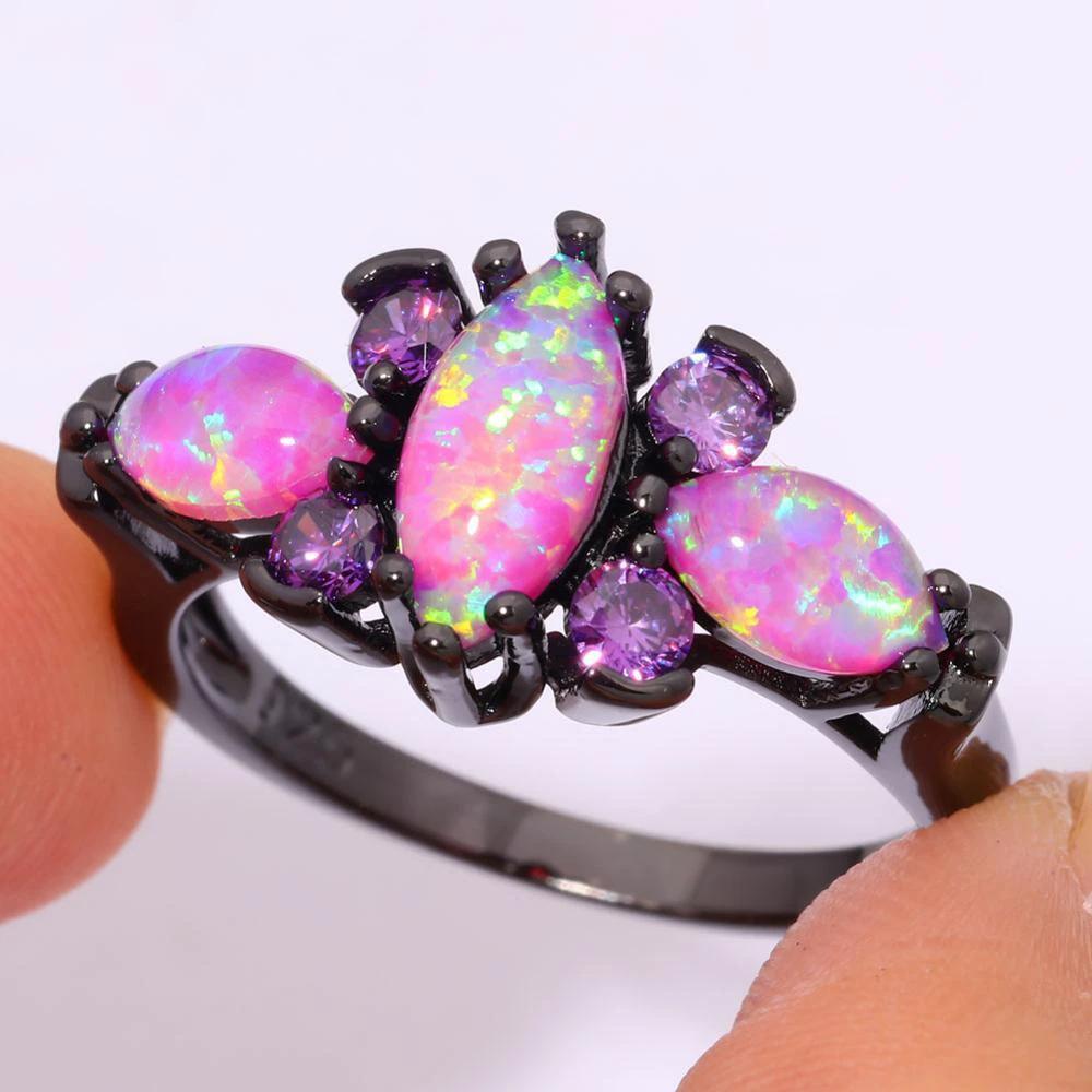 Pink Fire Opal Ameythst Ring by Bowlift