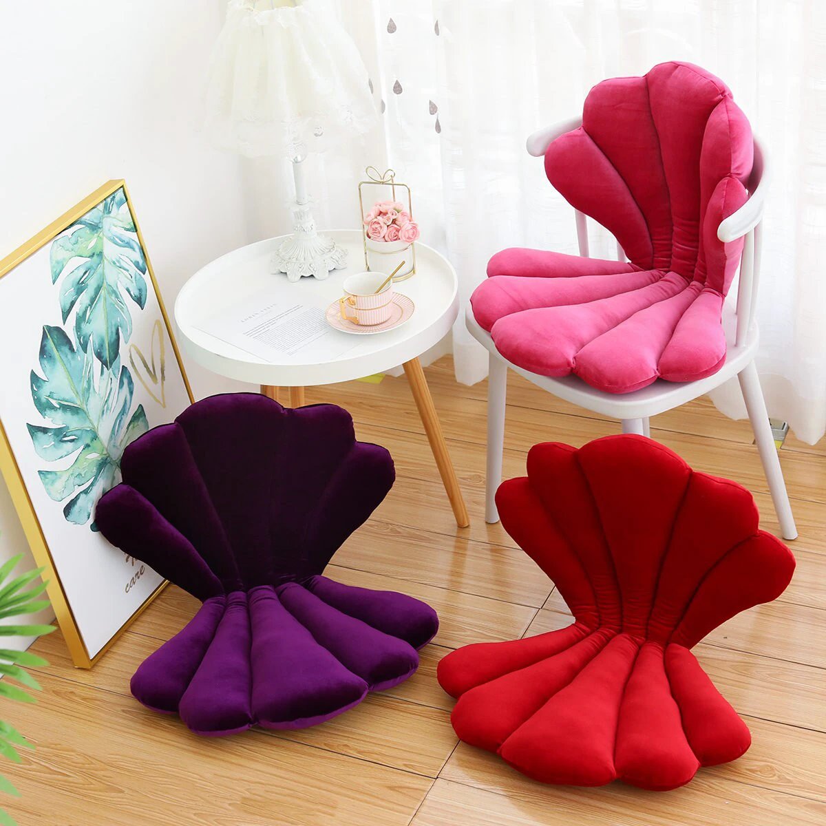 Velvet Shell Seat Cushion by Bowlift