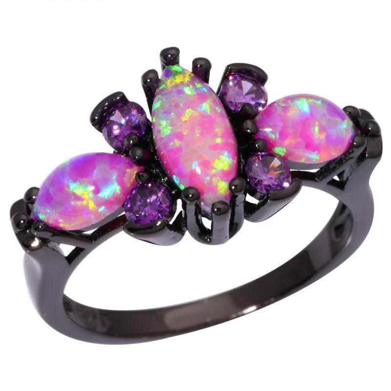 Pink Fire Opal Ameythst Ring by Bowlift