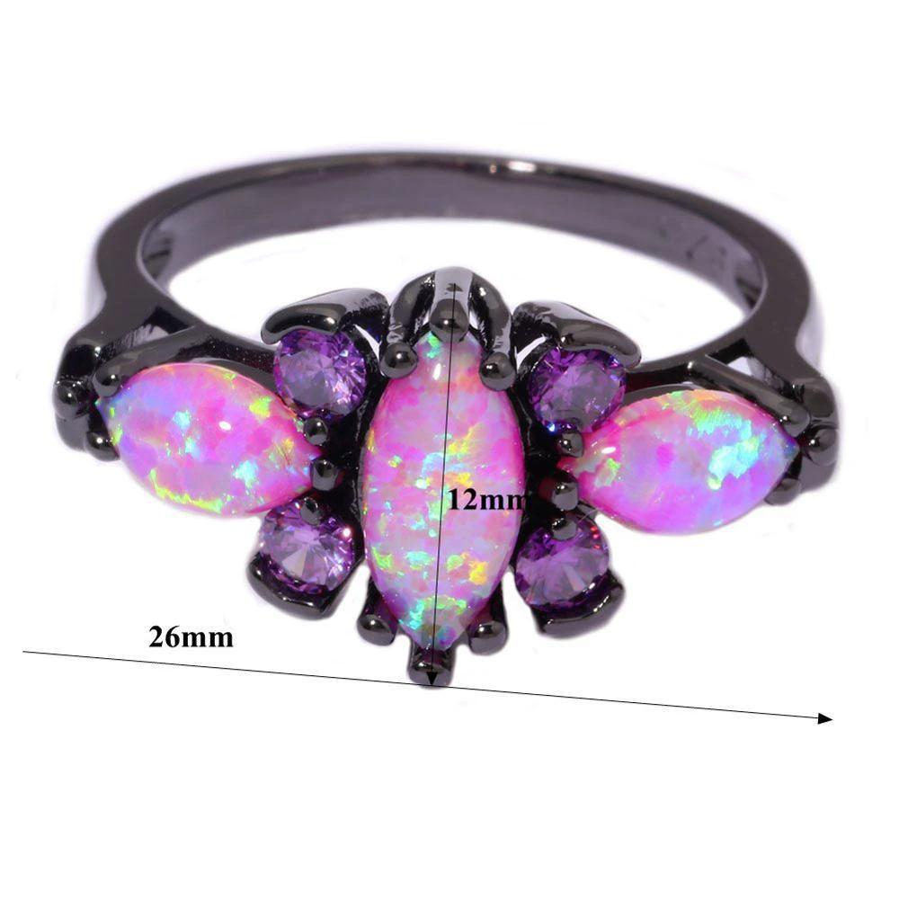 Pink Fire Opal Ameythst Ring by Bowlift