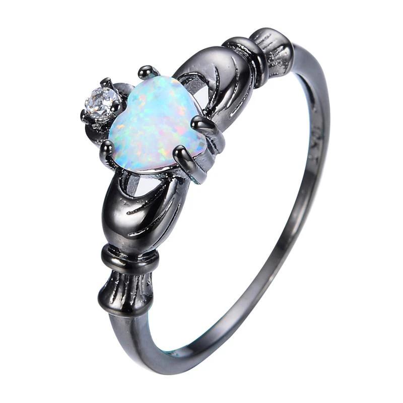 Fire Opal Heart Ring by Bowlift