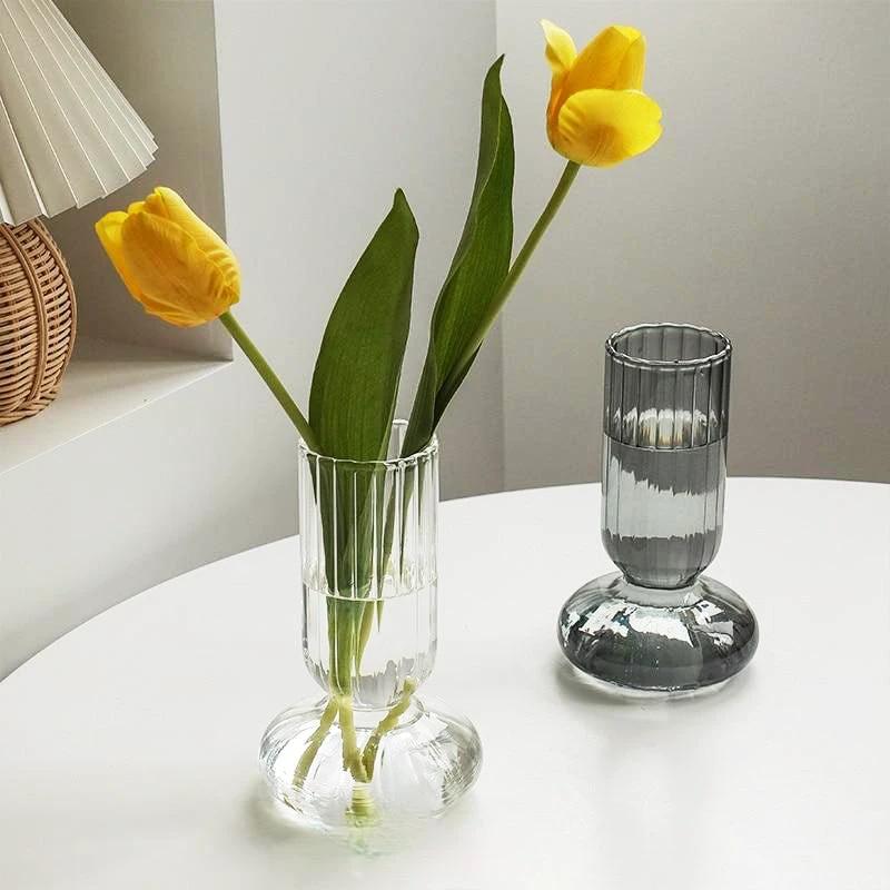 Glass Striped Cylinder Vase by Bowlift