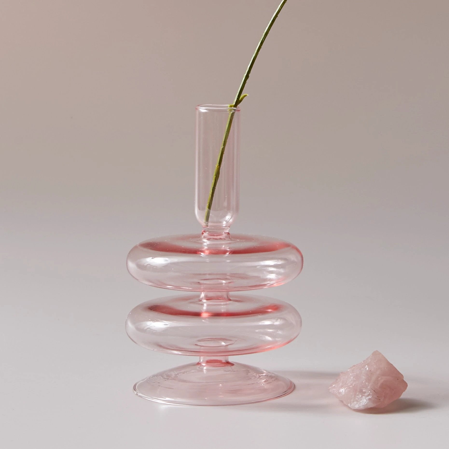 Modern Glass Candleholder-Baby Pink by Bowlift