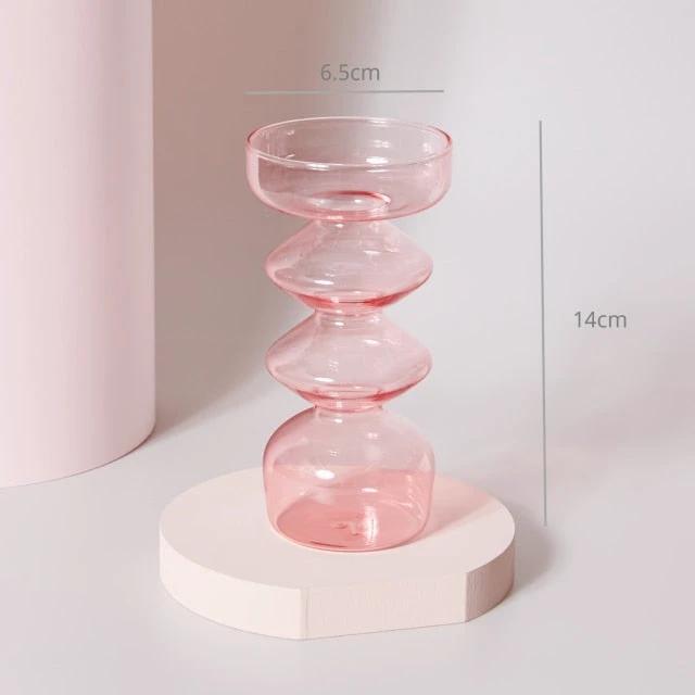 Modern Glass Candleholder-Baby Pink by Bowlift