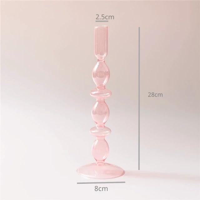 Modern Glass Candleholder-Baby Pink by Bowlift