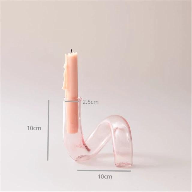 Modern Glass Candleholder-Baby Pink by Bowlift