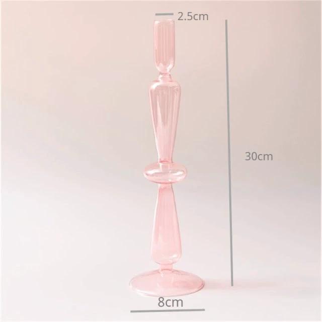 Modern Glass Candleholder-Baby Pink by Bowlift