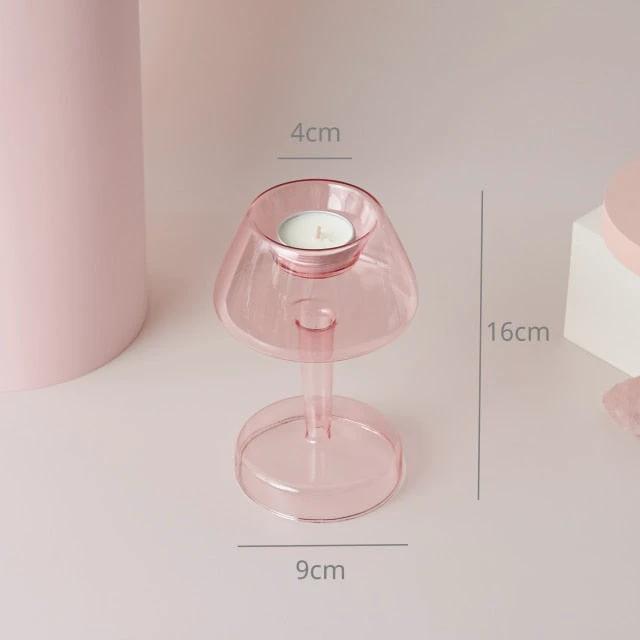 Modern Glass Candleholder-Baby Pink by Bowlift