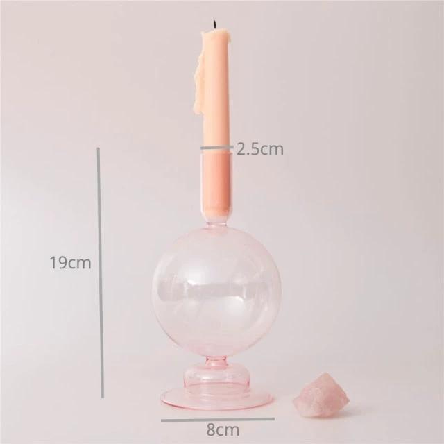 Modern Glass Candleholder-Baby Pink by Bowlift