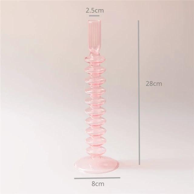 Modern Glass Candleholder-Baby Pink by Bowlift