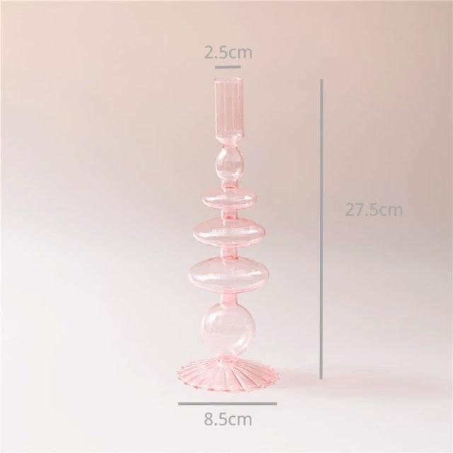 Modern Glass Candleholder-Baby Pink by Bowlift