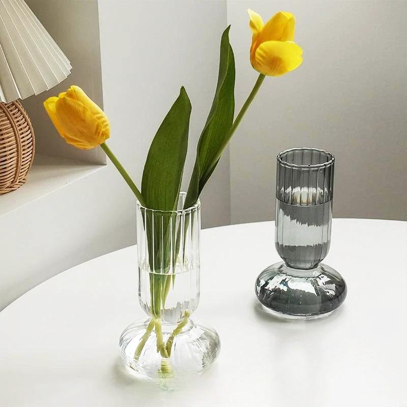 Glass Striped Cylinder Vase by Bowlift