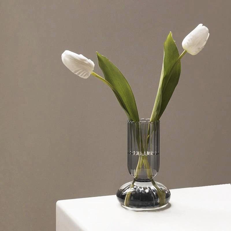 Glass Striped Cylinder Vase by Bowlift