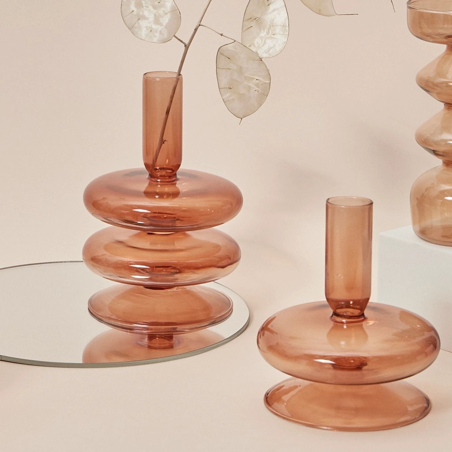 Modern Glass Candleholder-Brown by Bowlift