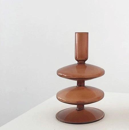 Modern Glass Candleholder-Brown by Bowlift