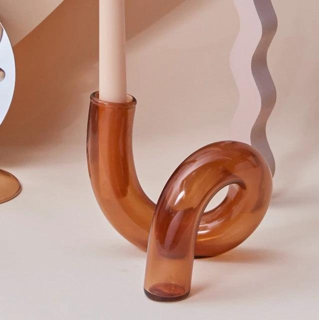 Modern Glass Candleholder-Brown by Bowlift