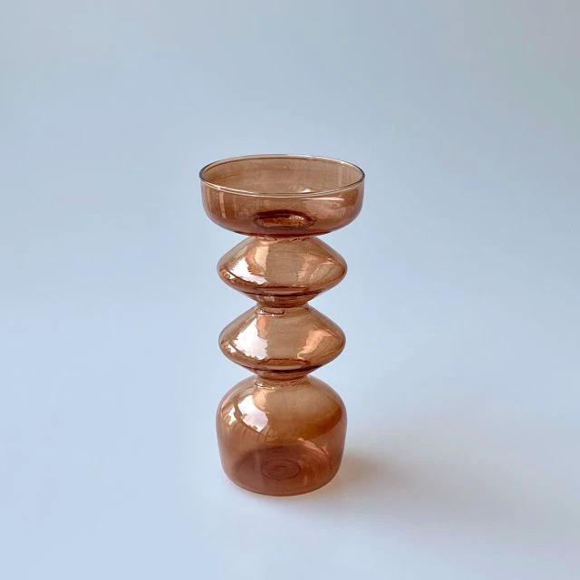 Modern Glass Candleholder-Brown by Bowlift