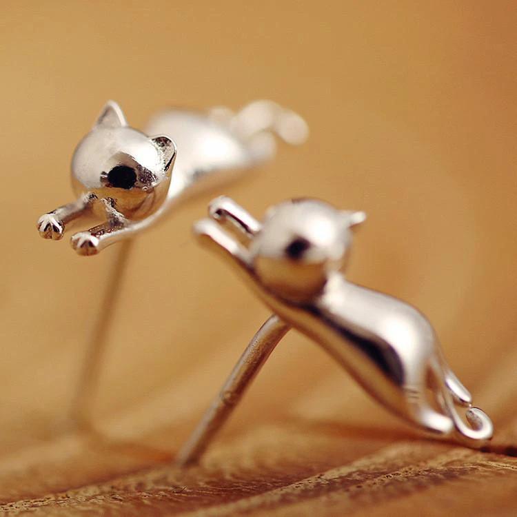 Sterling Silver Cat Earrings - Stud by Bowlift