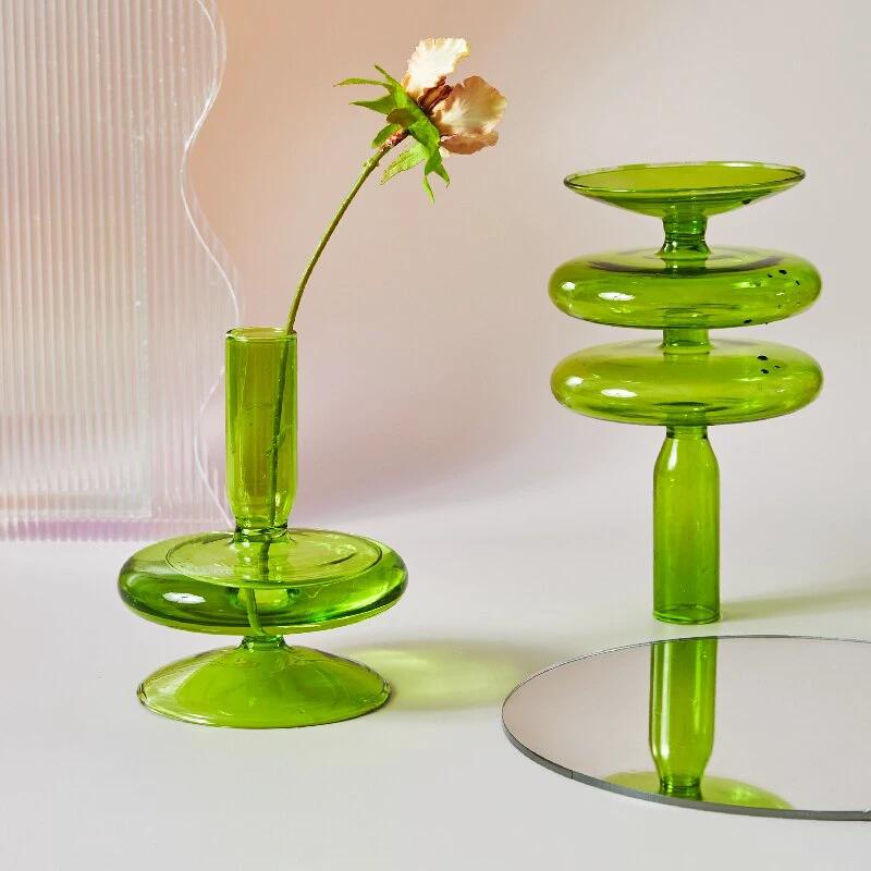 Modern Glass Candleholder-Lime by Bowlift