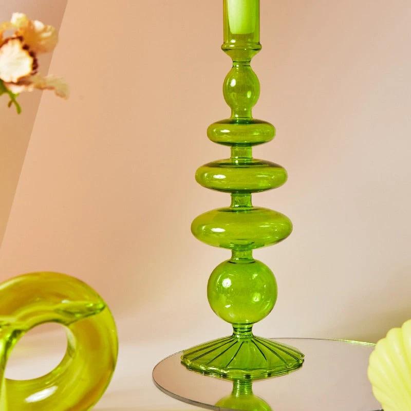 Modern Glass Candleholder-Lime by Bowlift