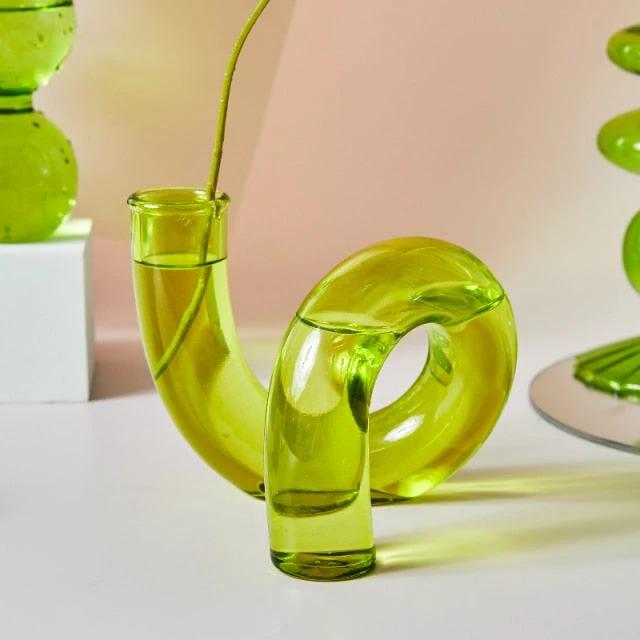 Modern Glass Candleholder-Lime by Bowlift