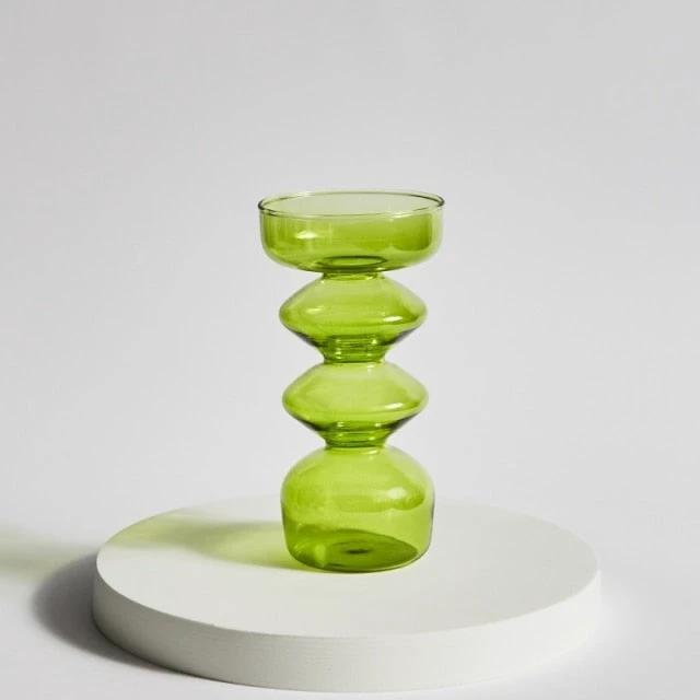 Modern Glass Candleholder-Lime by Bowlift