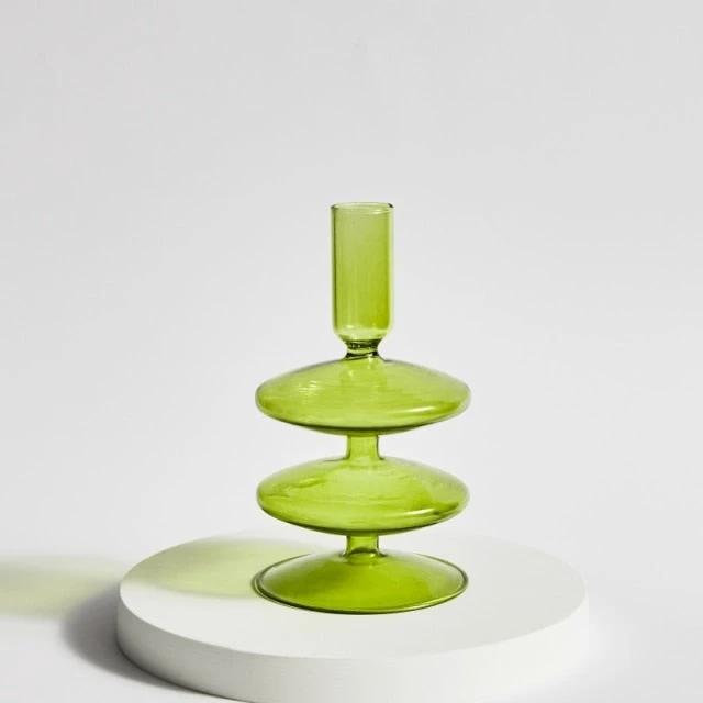 Modern Glass Candleholder-Lime by Bowlift