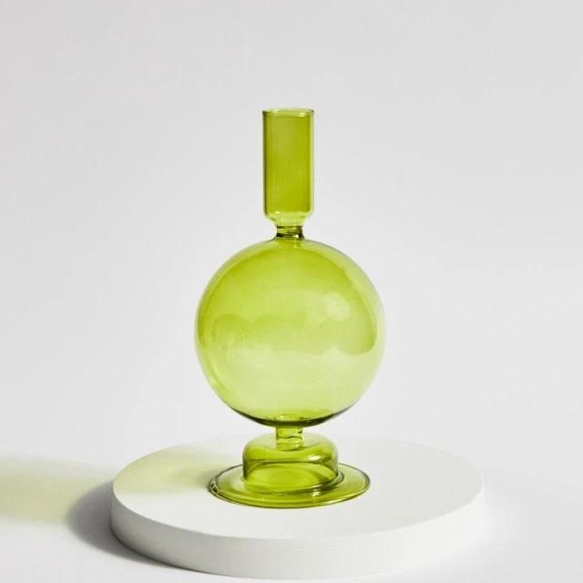 Modern Glass Candleholder-Lime by Bowlift