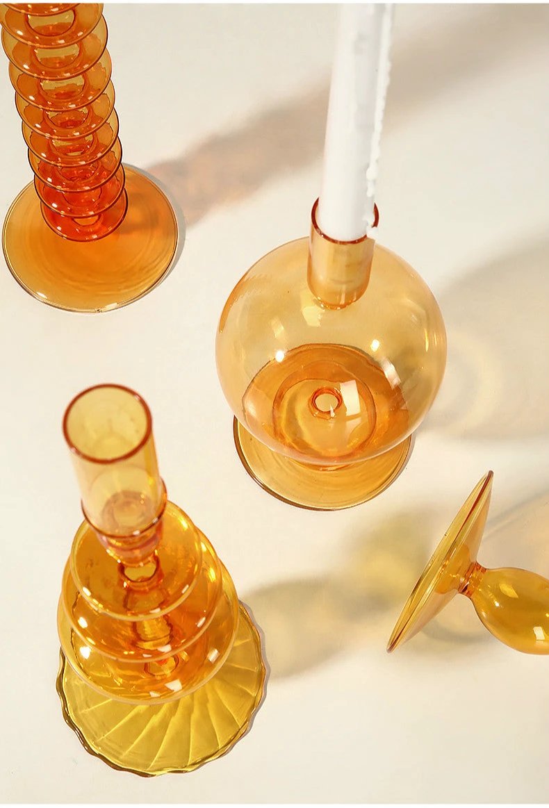 Modern Glass Candleholder-Orange by Bowlift