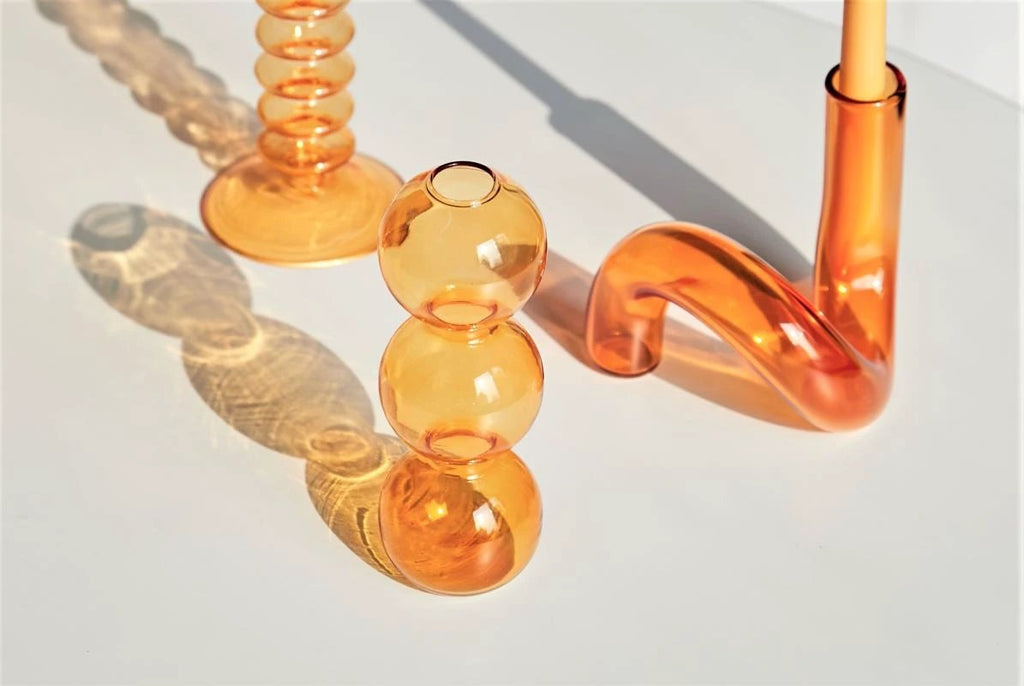 Modern Glass Candleholder-Orange by Bowlift