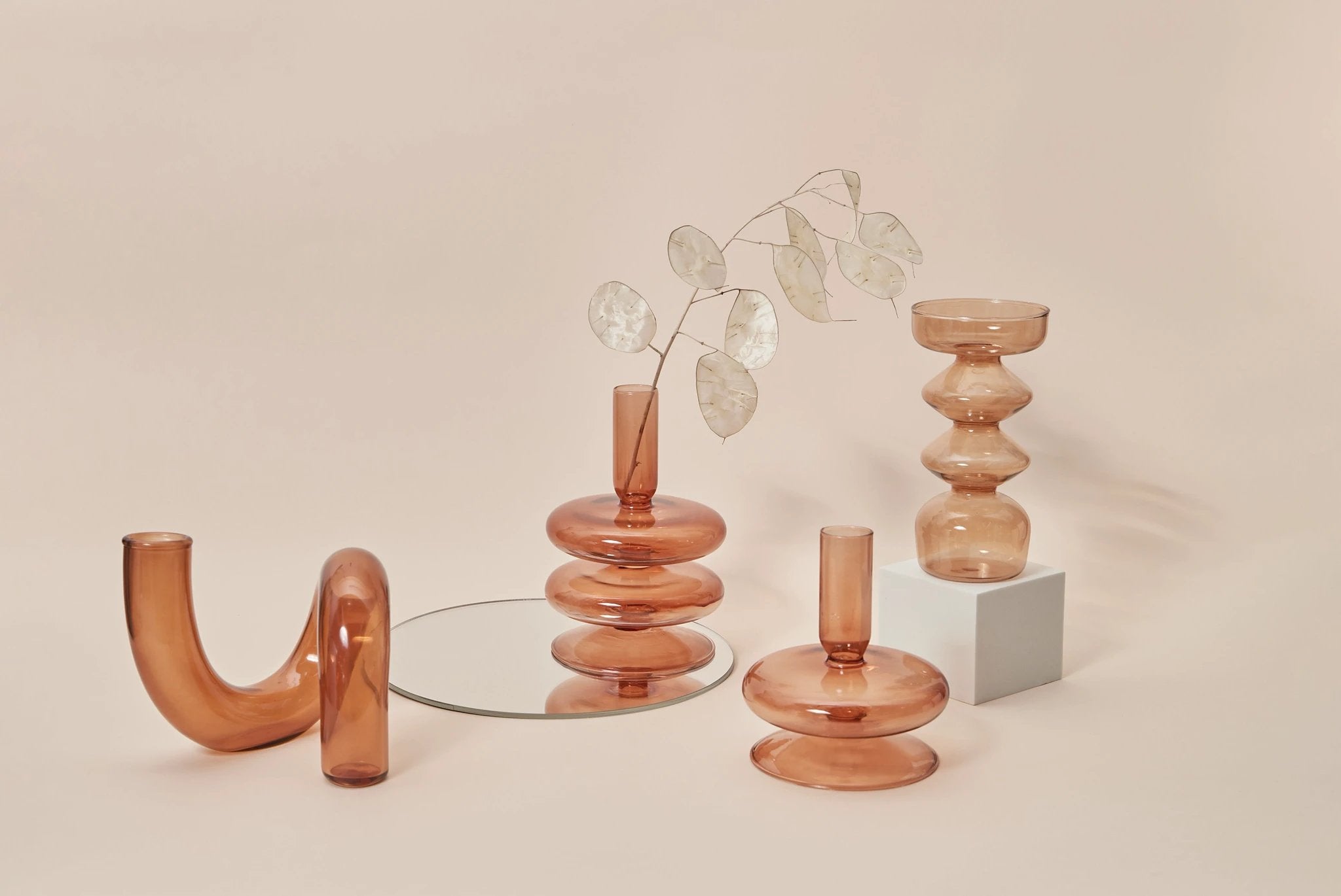 Modern Glass Candleholder-Brown by Bowlift
