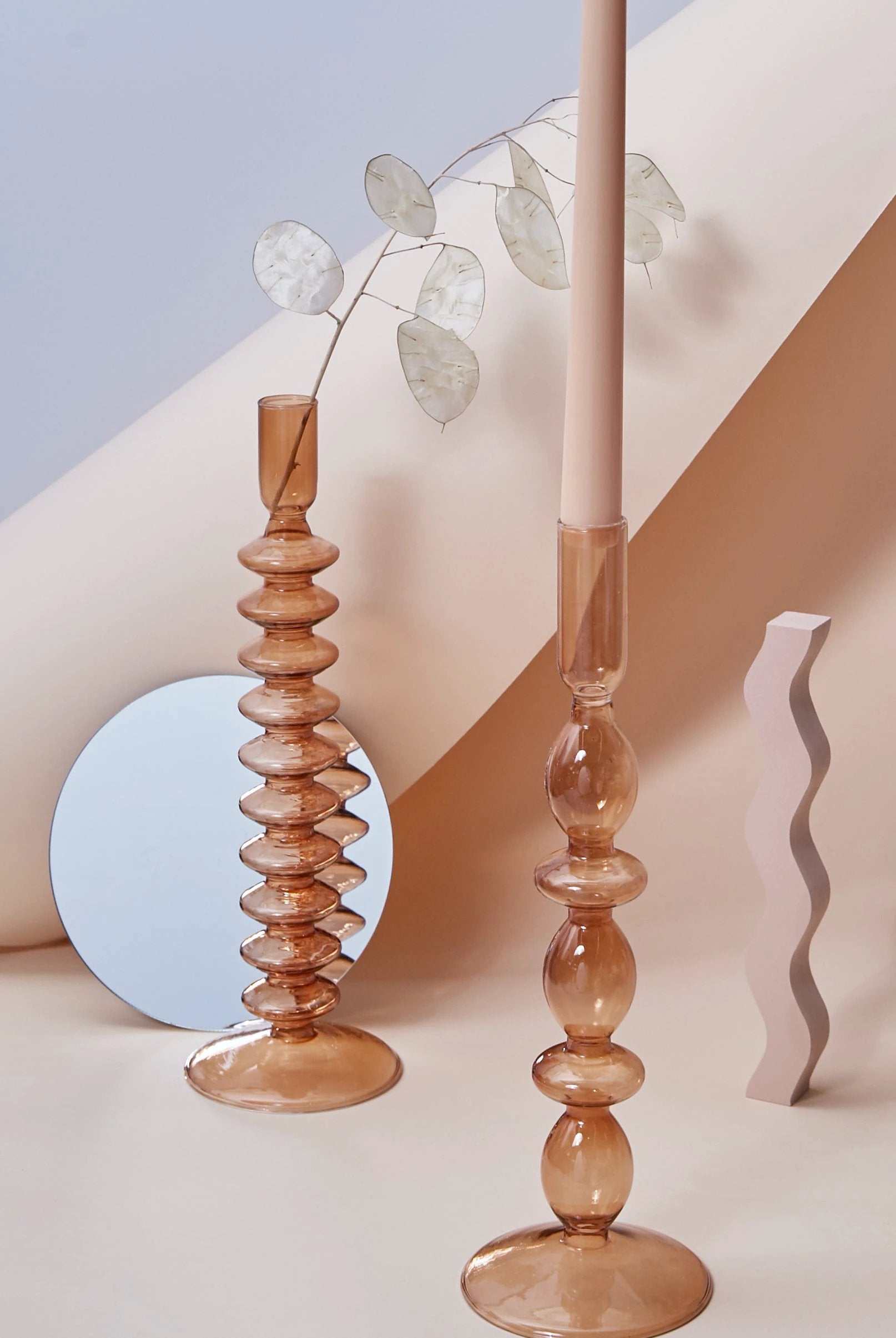 Modern Glass Candleholder-Brown by Bowlift