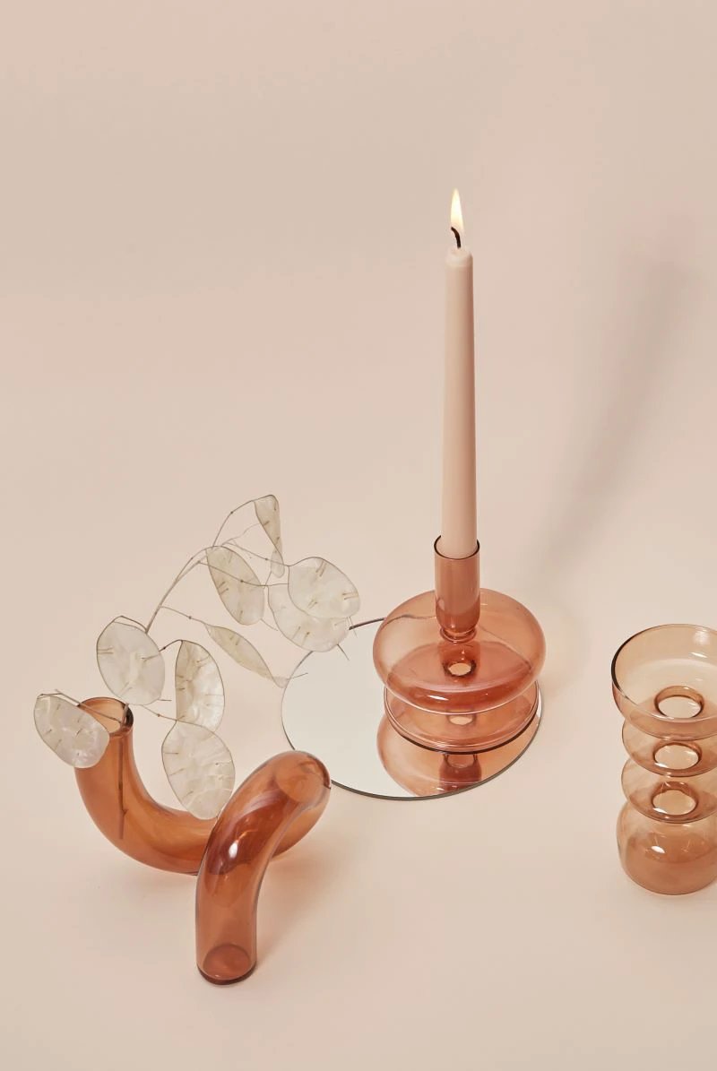 Modern Glass Candleholder-Brown by Bowlift