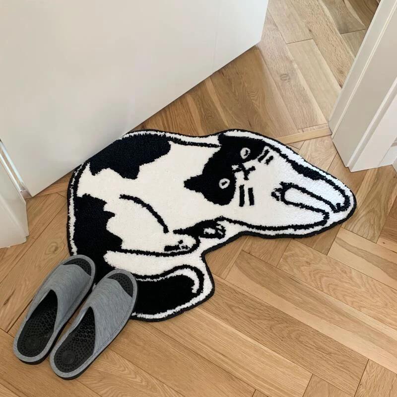 Black & White Cat Bath Mat by Bowlift