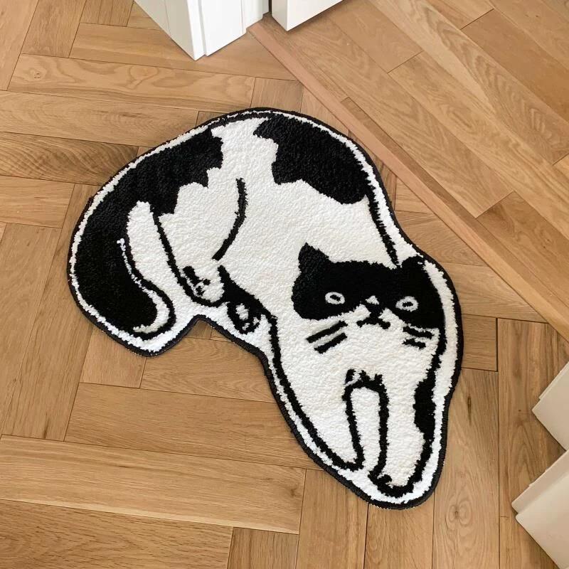 Black & White Cat Bath Mat by Bowlift
