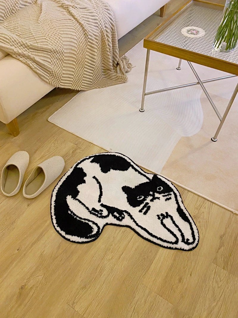 Black & White Cat Bath Mat by Bowlift