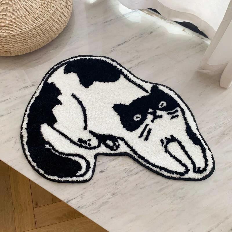 Black & White Cat Bath Mat by Bowlift