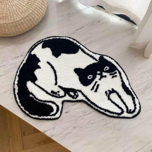 Black & White Cat Bath Mat by Bowlift