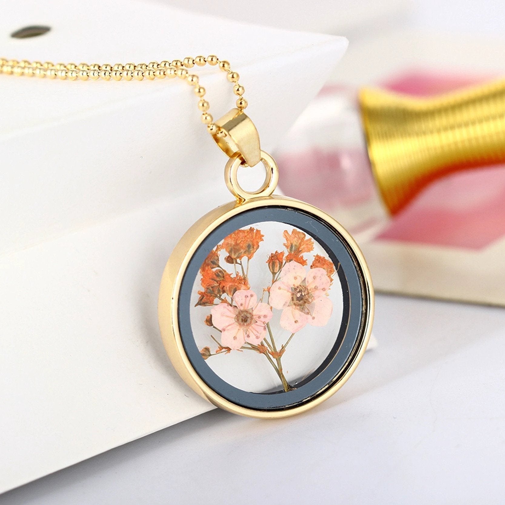 Pressed Flower Necklaces by Bowlift