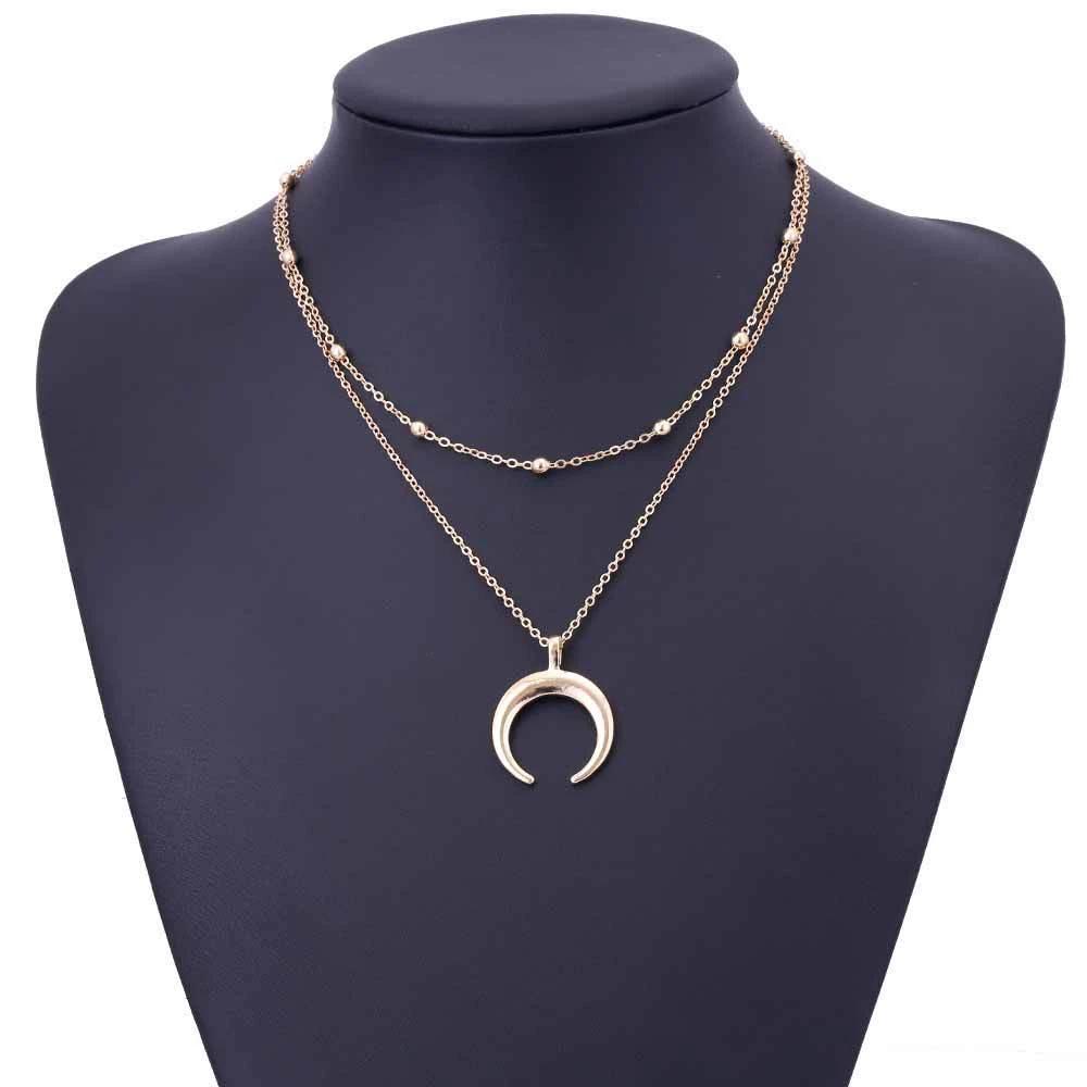 Multi Layered Crescent Moon Necklace by Bowlift