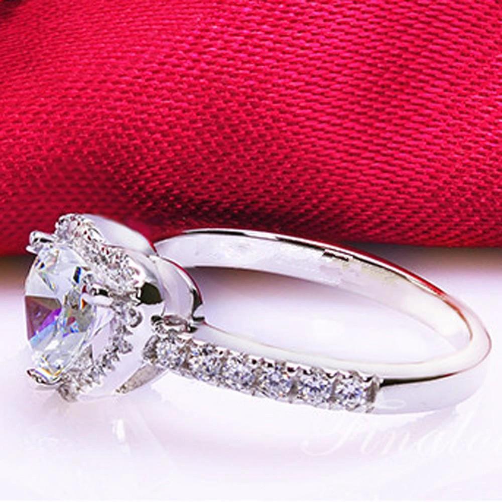 Silver Plated Crystal Love Heart Shaped Ring by Bowlift