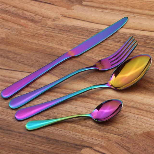 Prismatic Rainbow Cutlery (4 Piece Set) by Bowlift