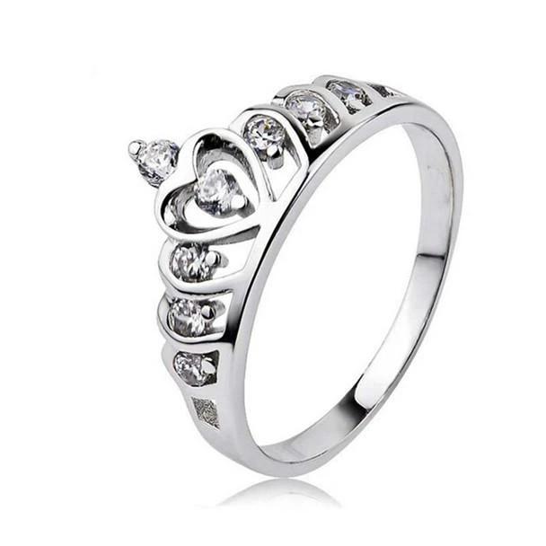 Silver Princess Crown 925 Austrian Crystal Ring by Bowlift