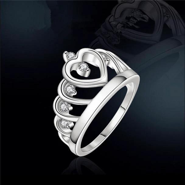 Silver Princess Crown 925 Austrian Crystal Ring by Bowlift