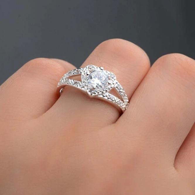 Sterling Silver Crystal Heart Ring by Bowlift