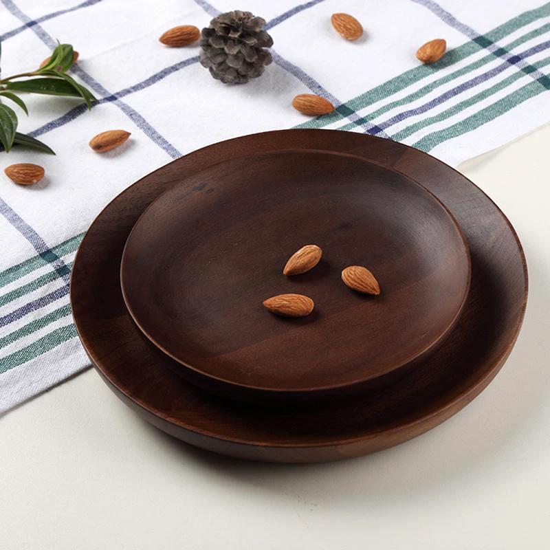 Hand-Made Round Natural Wooden Plates by Bowlift