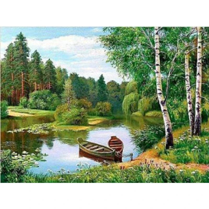 Row Boats on the Lake - GemPaint Kit by Bowlift