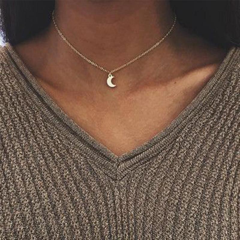 Mini Crescent Moon Pendant Necklace by Bowlift