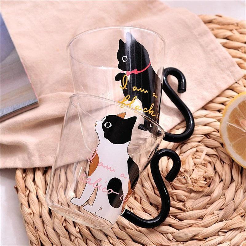 Meow - Glass Cat Mug by Bowlift